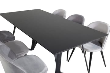 Marina Matbord 180 cm med 6 Velvet Köksstol Sammet - Möbler - Matplats - Matgrupp & matbord med stolar