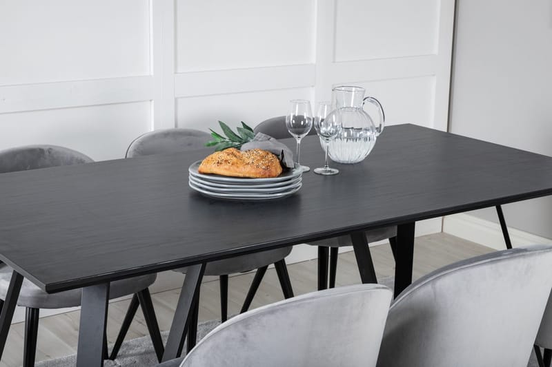 Marina Matbord 180 cm med 6 Velvet Köksstol Sammet - Möbler - Matplats - Matgrupp & matbord med stolar