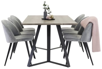 Marina Matbord 180 cm med 6 Velvet Köksstol Sammet - Möbler - Matplats - Matgrupp & matbord med stolar
