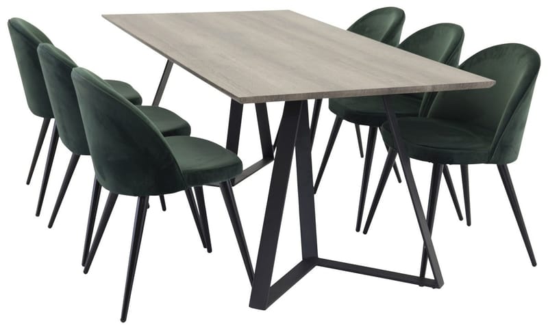 Marina Matbord 180 cm med 6 Velvet Sammetsstol - Möbler - Matplats - Matgrupp & matbord med stolar