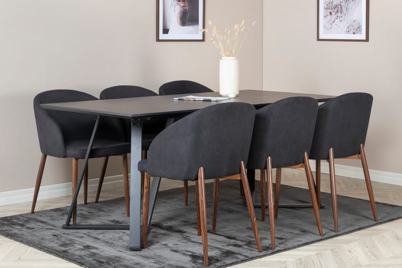 Marina Matgrupp 180 cm Rektangulär med 6 Arch stolar - Svart - Möbler - Matplats - Matgrupp & matbord med stolar
