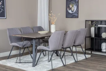 Marina Matgrupp 180 cm Rektangulär med 6 Gemma stolar - Svart - Möbler - Matplats - Matgrupp & matbord med stolar