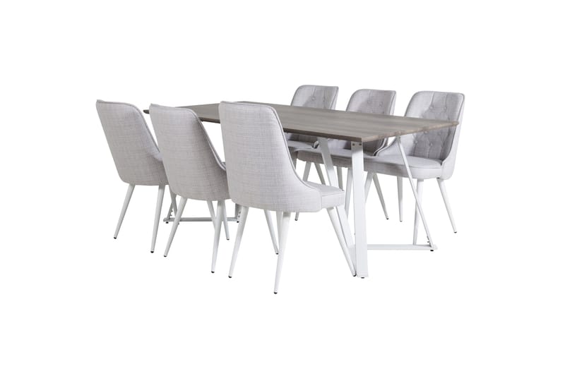Marina Matgrupp 180 cm Rektangulär med 6 Velvet Deluxe stolar - Ljusgrå - Möbler - Matplats - Matgrupp & matbord med stolar