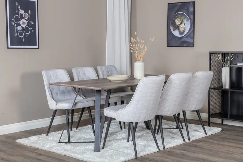 Marina Matgrupp 180 cm Rektangulär med 6 Velvet Deluxe stolar - Svart - Möbler - Matplats - Matgrupp & matbord med stolar