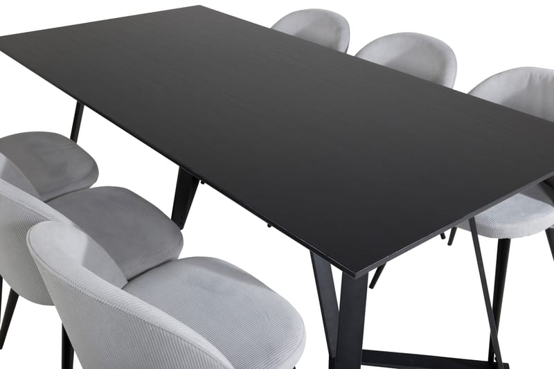 Marina Matgrupp 180 cm Rektangulär med 6 Velvet stolar - Svart - Möbler - Matplats - Matgrupp & matbord med stolar