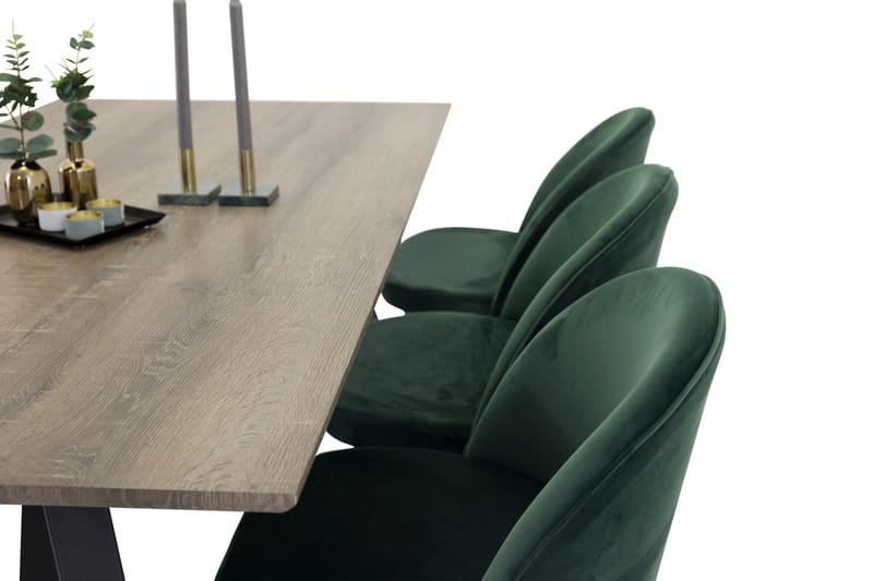 Marina Matgrupp 180 cm Rektangulär med 6 Velvet stolar - Svart - Möbler - Matplats - Matgrupp & matbord med stolar