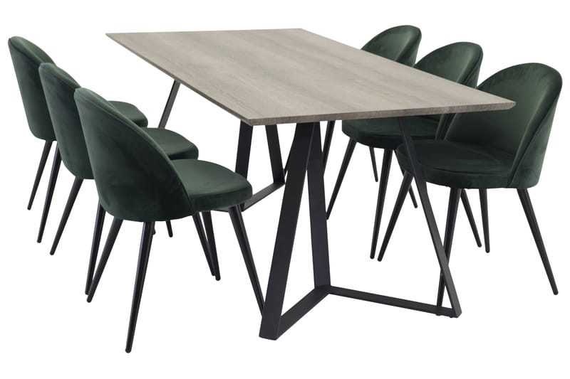 Marina Matgrupp 180 cm Rektangulär med 6 Velvet stolar - Svart - Möbler - Matplats - Matgrupp & matbord med stolar