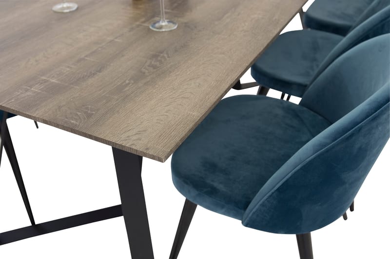 Marina Matgrupp 180 cm Rektangulär med 6 Velvet stolar - Svart - Möbler - Matplats - Matgrupp & matbord med stolar