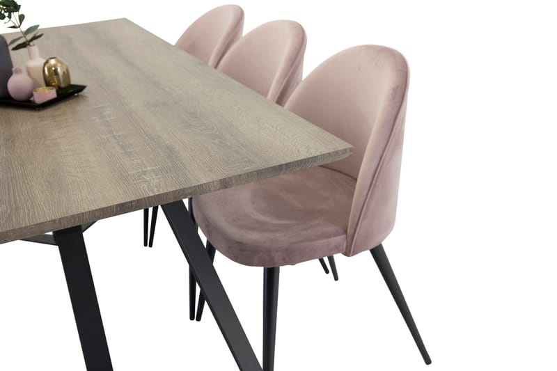 Marina Matgrupp 180 cm Rektangulär med 6 Velvet stolar - Svart - Möbler - Matplats - Matgrupp & matbord med stolar