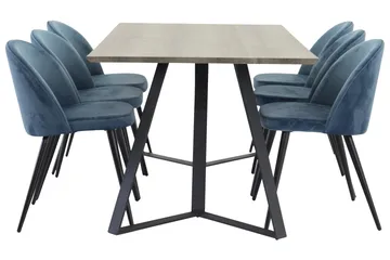Marina Matgrupp 180 cm Rektangulär med 6 Velvet stolar - Möbler - Matplats - Matgrupp & matbord med stolar