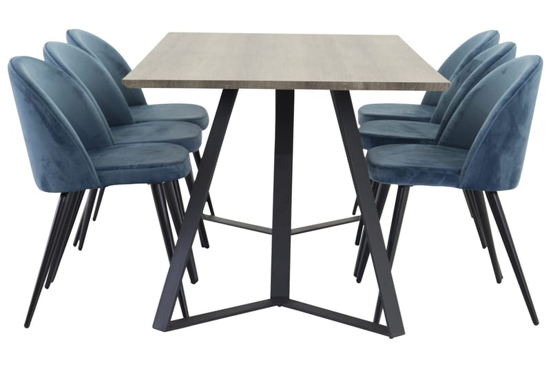Marina Matgrupp 180 cm Rektangulär med 6 Velvet stolar - Möbler - Matplats - Matgrupp & matbord med stolar
