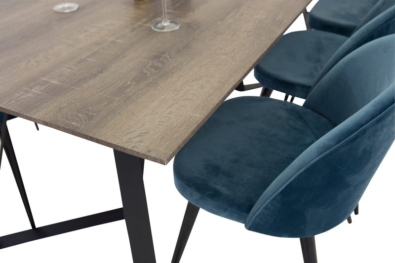 Marina Matgrupp 180 cm Rektangulär med 6 Velvet stolar - Möbler - Matplats - Matgrupp & matbord med stolar