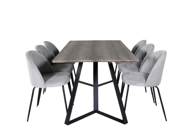 Marina Matgrupp 180 cm Rektangulär med 6 Wrinkles stolar, Svart