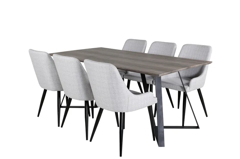 Marina Matgrupp 180 cm Rektangulär med 6 Plaza stolar - Svart - Möbler - Matplats - Matgrupp & matbord med stolar