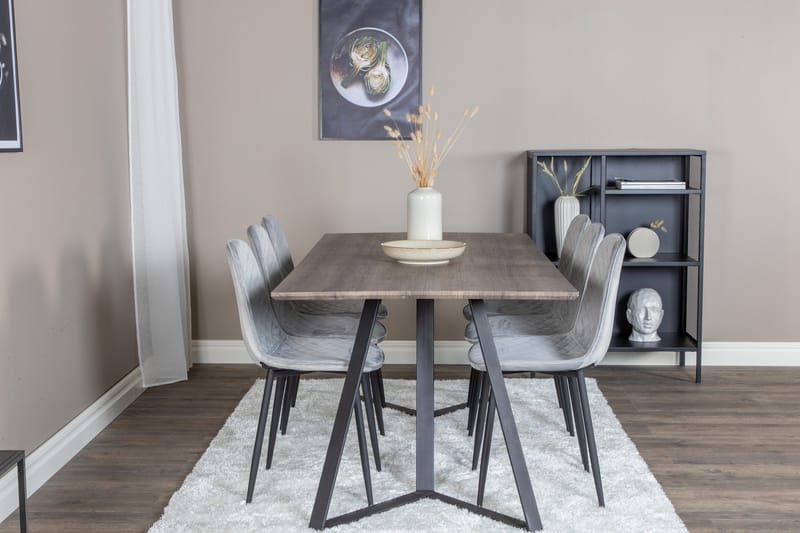 Marina Matgrupp 180 cm Rektangulär med 6 Polar stolar - Svart - Möbler - Matplats - Matgrupp & matbord med stolar