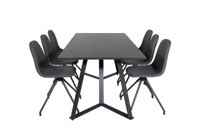 Marina Matgrupp 180 cm Rektangulär med 6 Polar stolar, Svart