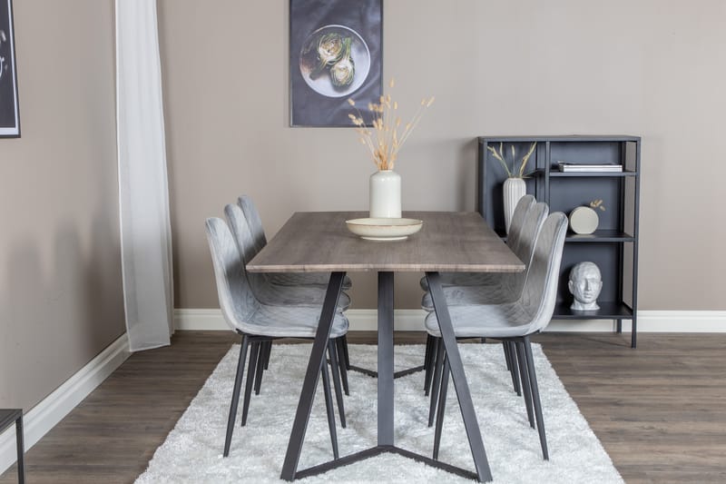 Marina Matgrupp 180 cm Rektangulär med 6 Polar stolar - Svart - Möbler - Matplats - Matgrupp & matbord med stolar
