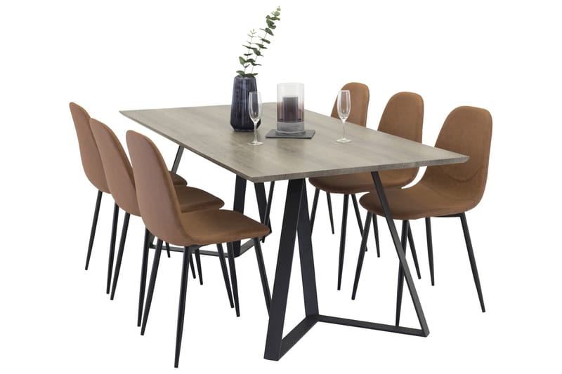 Marina Matgrupp 180 cm Rektangulär med 6 Polar stolar - Svart - Möbler - Matplats - Matgrupp & matbord med stolar