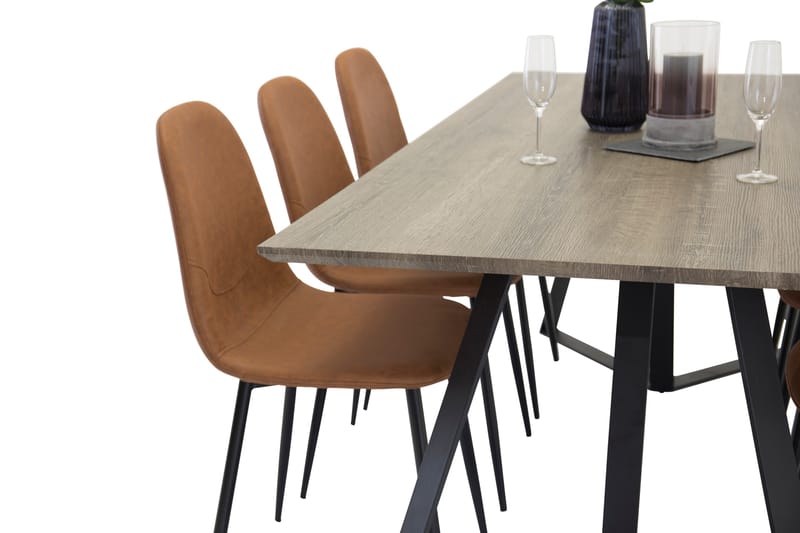 Marina Matgrupp 180 cm Rektangulär med 6 Polar stolar - Svart - Möbler - Matplats - Matgrupp & matbord med stolar
