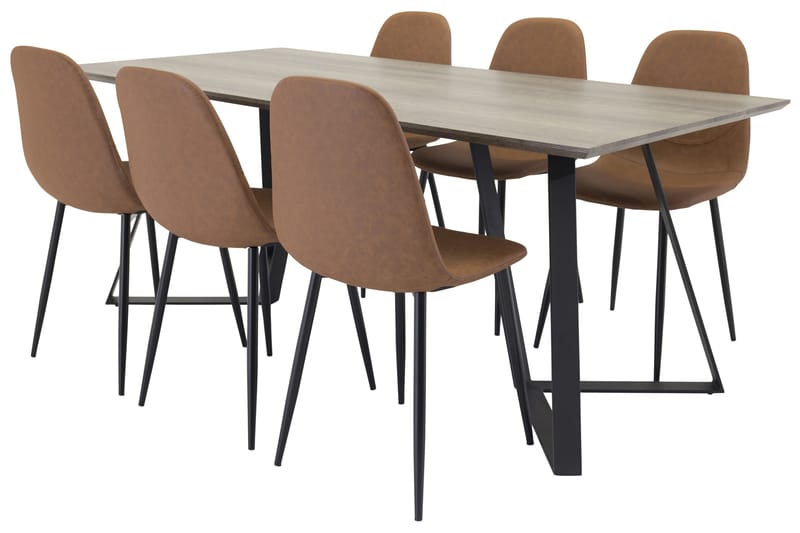 Marina Matgrupp 180 cm Rektangulär med 6 Polar stolar - Svart - Möbler - Matplats - Matgrupp & matbord med stolar