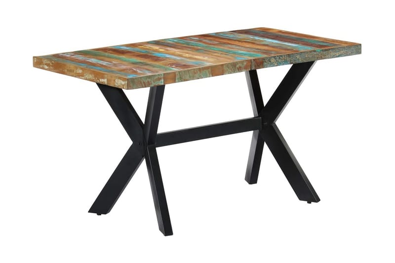 Matbord 140x70x75 cm massivt återvunnet trä - Flerfärgad - Bord - Matbord & köksbord