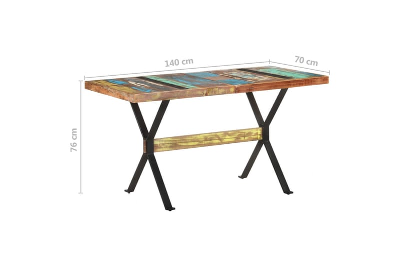 Matbord 140x70x76 cm massivt återvunnet trä - Flerfärgad - Möbler - Matplats - Matbord & köksbord