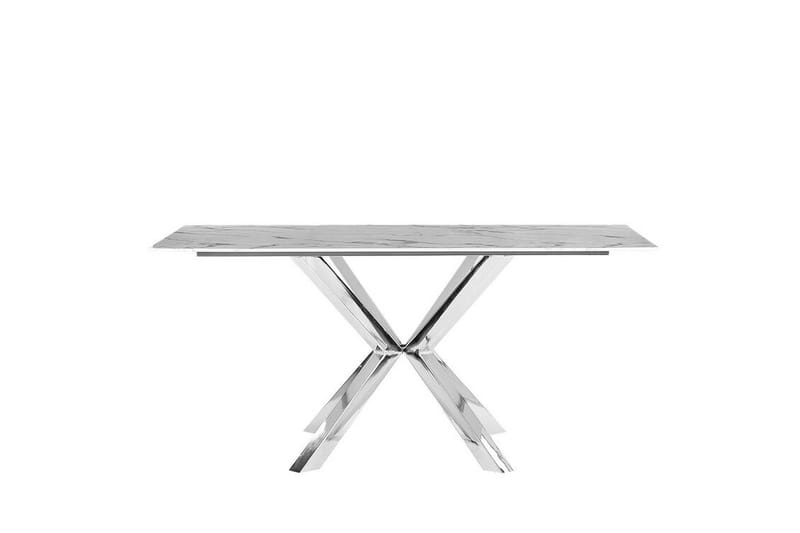 Matbord 160 x 90 cm marmor effekt/silver SABROSA - Grå - Bord - Matbord & köksbord