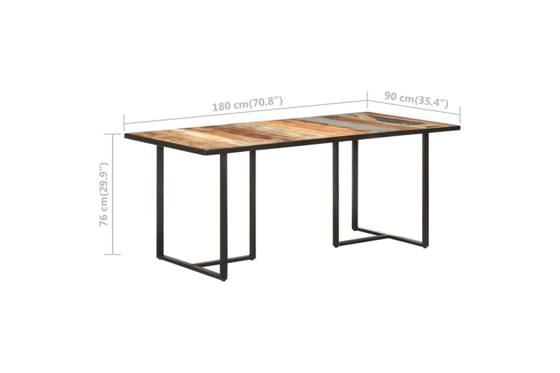 Matbord 180 cm massivt återvunnet trä - Brun - Möbler - Matplats - Matbord & köksbord