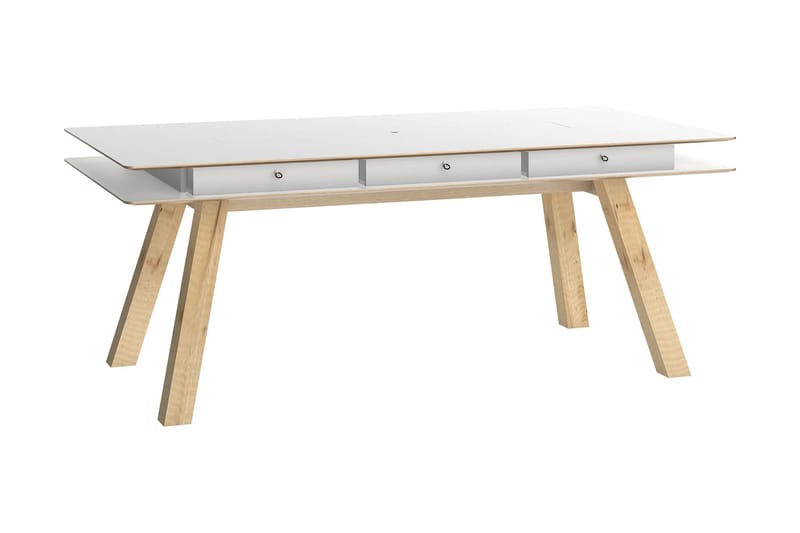 4You Rektangulärt Matbord 200x100 cm i Trä med Lådor - Vit - Möbler - Matplats - Matbord & köksbord