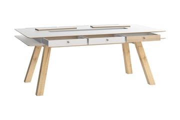 4You Rektangulärt Matbord 200x100 cm i Trä med Lådor - Vit - Möbler - Matplats - Matbord & köksbord