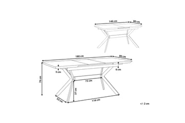 Abenson Matbord 180 cm Förlängningsbart - Grå/Svart - Möbler - Matplats - Matbord & köksbord