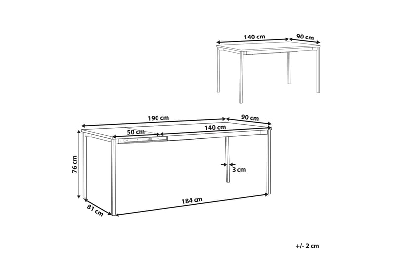ANAVAL Matbord 190 cm Hopfällbart Svart - Möbler - Matplats - Matbord & köksbord