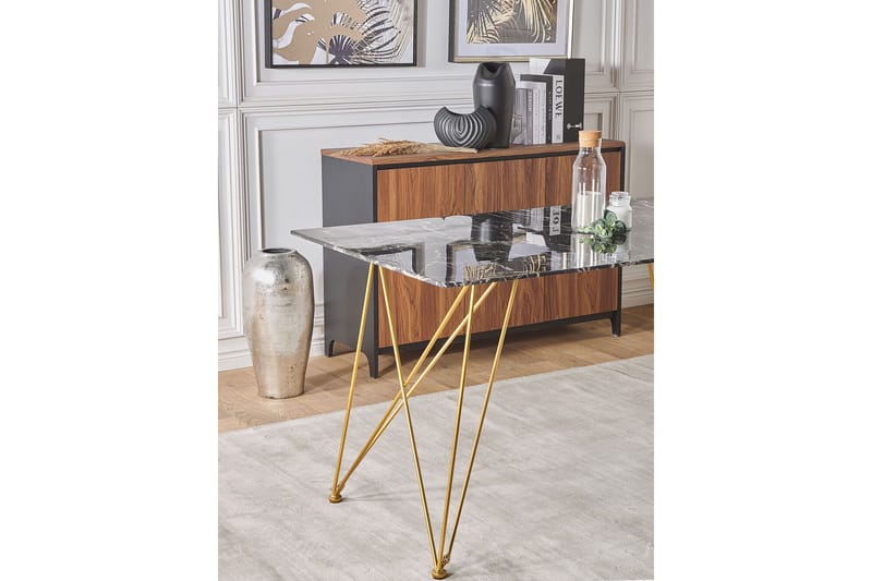 ARRINO Matbord 140 cm Svart/Guld - Möbler - Matplats - Matbord & köksbord