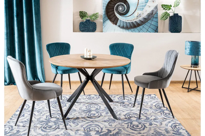 Astera Matbord 120 cm Runt, Ek/Svart