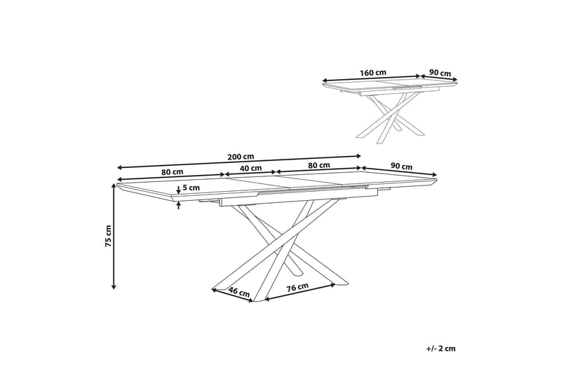 AUBIAC Matbord 200 cm Hopfällbart Vit - Matbord & köksbord - Bord
