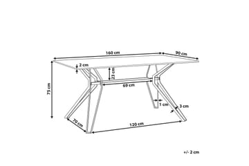 Ballina Rektangulärt Matbord 160 cm i Metall med Marmorutseende - Vit - Möbler - Matplats - Matbord & köksbord