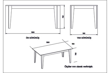 Bascle Rektangulärt Matbord 180 cm med Marmorutseende - Vit - Möbler - Matplats - Matbord & köksbord