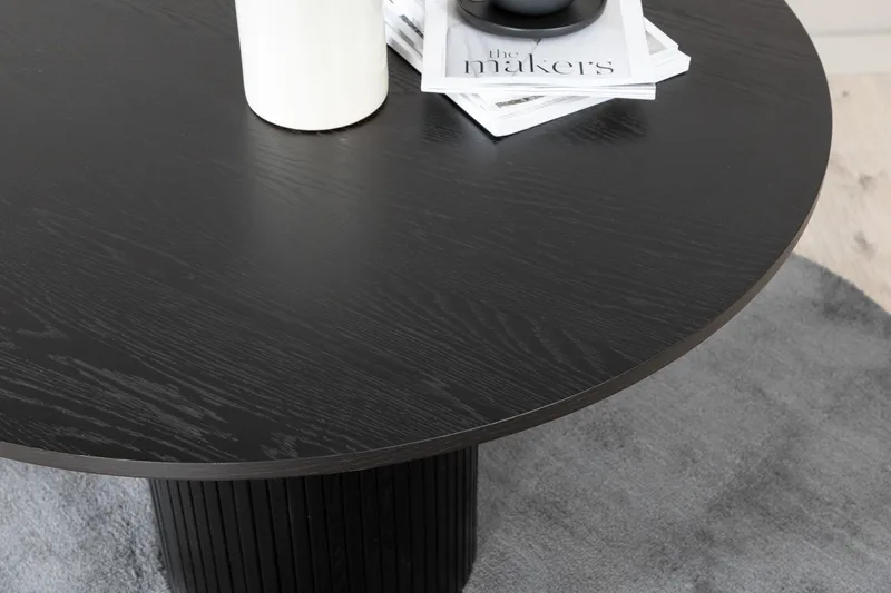 Bianca Runt Matbord 110 cm med Trä- och Valnötsutseende - Svart - Möbler - Matplats - Matbord & köksbord