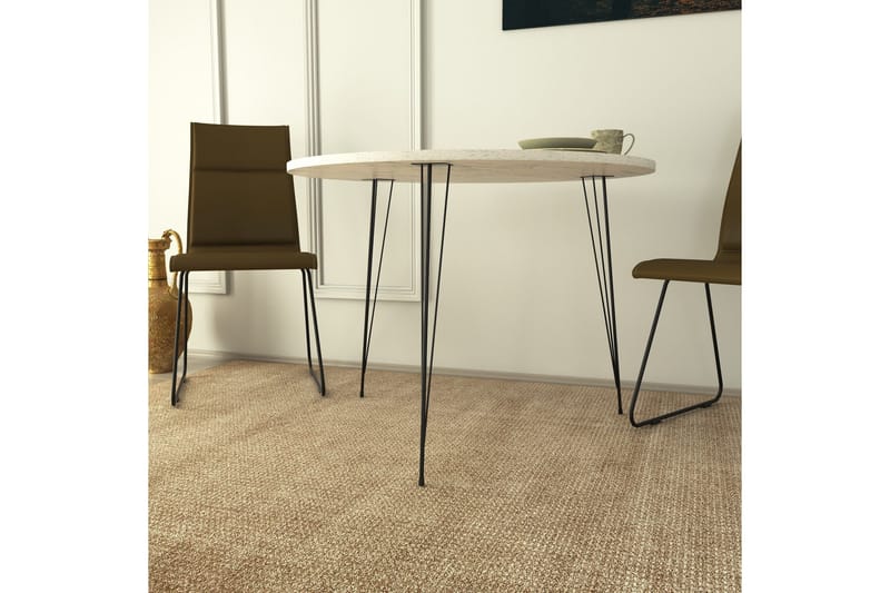 Bonnick Litet Runt Bord 90 cm med Ek- och Marmorutseende - Svart/Vit - Möbler - Matplats - Matbord & köksbord