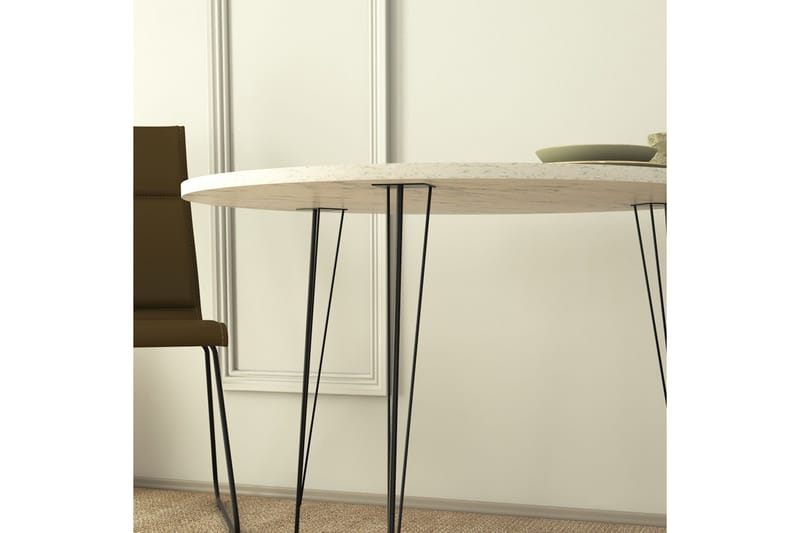 Bonnick Litet Runt Bord 90 cm med Ek- och Marmorutseende - Svart/Vit - Möbler - Matplats - Matbord & köksbord