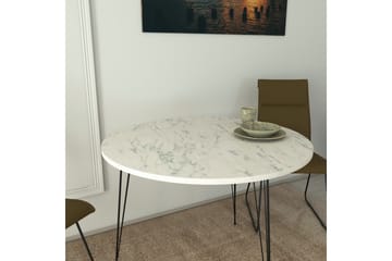 Bonnick Litet Runt Bord 90 cm med Ek- och Marmorutseende - Svart/Vit - Möbler - Matplats - Matbord & köksbord