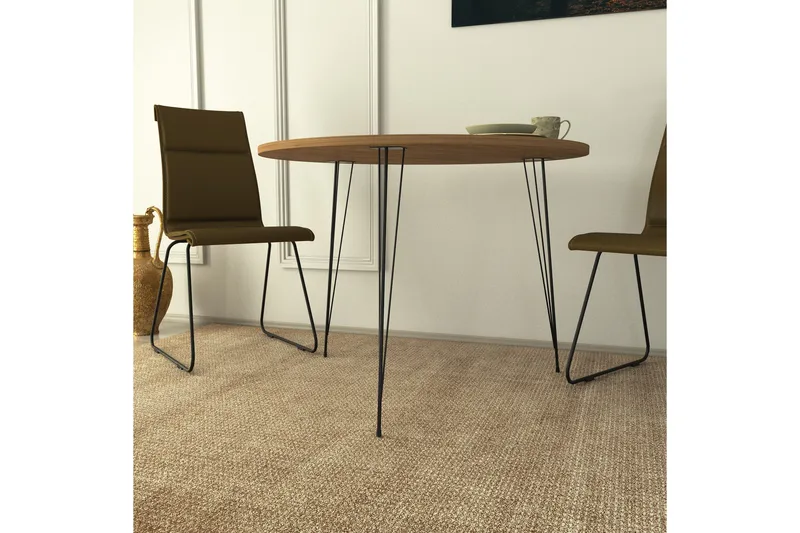 Bonnick Litet Runt Bord 90 cm med Trä- och Ekutseende - Brun/Svart - Möbler - Matplats - Matbord & köksbord