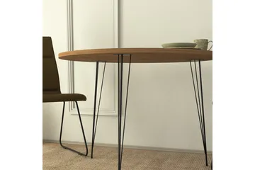 Bonnick Litet Runt Bord 90 cm med Trä- och Ekutseende - Brun/Svart - Möbler - Matplats - Matbord & köksbord