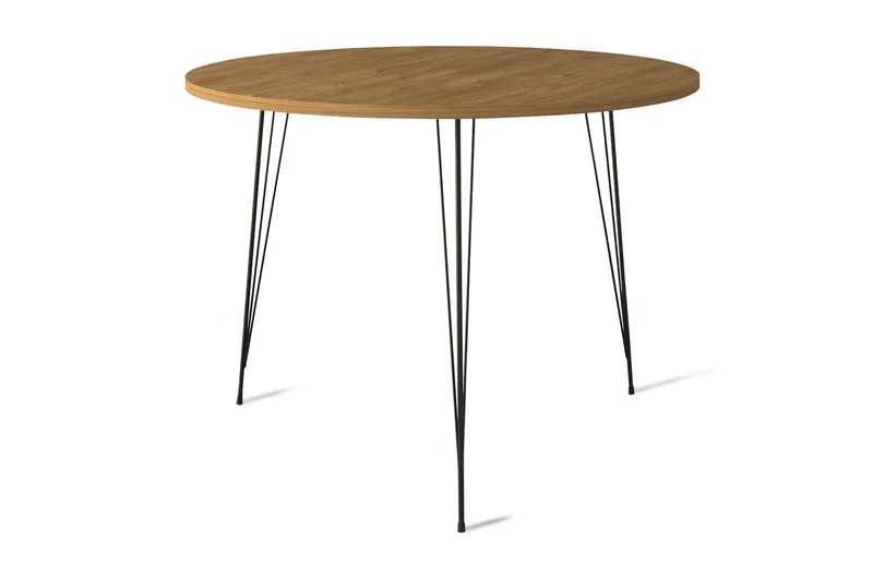 Bonnick Litet Runt Bord 90 cm med Trä- och Ekutseende, Brun/Svart