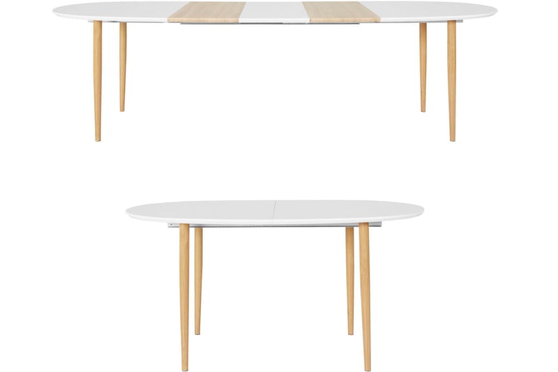 BOOKIS Matbord Ovalt 160 cm Vit/Natur - Möbler - Matplats - Matbord & köksbord