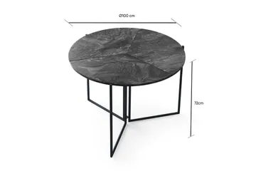 Buluca Runt Matbord 100 cm i Trä med Marmor- och Metallutseende - Mörkgrå - Möbler - Matplats - Matbord & köksbord