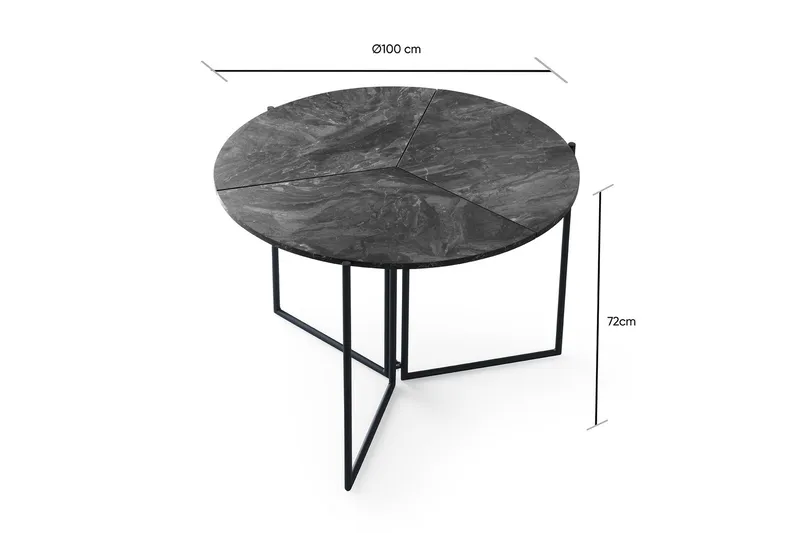 Buluca Runt Matbord 100 cm i Trä med Marmor- och Metallutseende - Mörkgrå - Möbler - Matplats - Matbord & köksbord