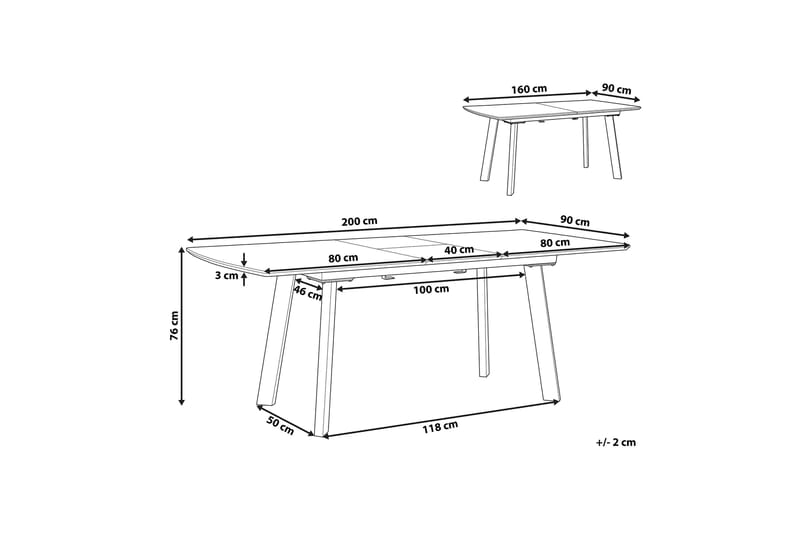 CABULA Matbord 200 cm Natur/Svart - Möbler - Matplats - Matbord & köksbord