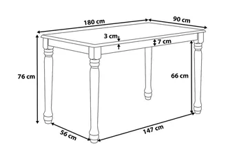 Cary Matbord 180 cm - Vit - Möbler - Matplats - Matbord & köksbord