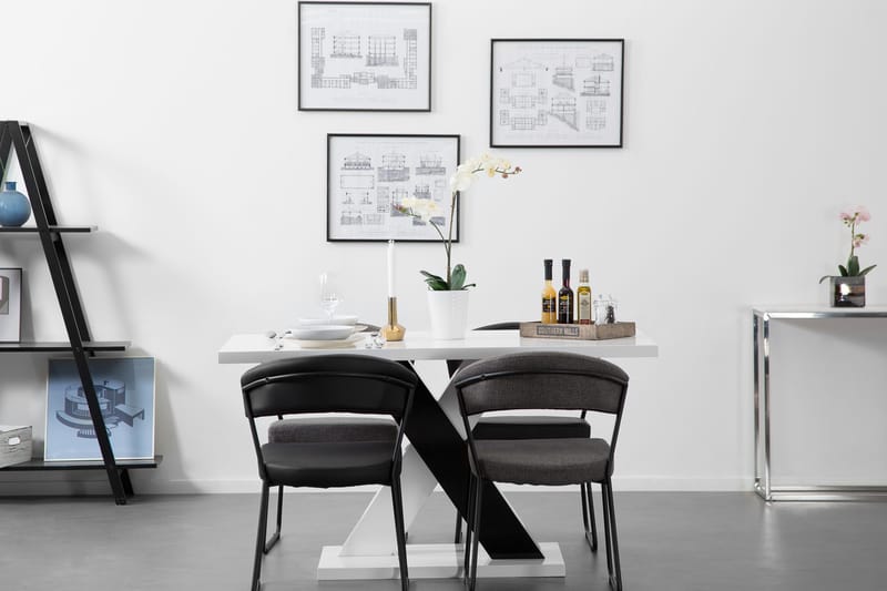 Cesi Rektangulärt Matbord 140 cm i Målat Trä - Vit / Svart - Möbler - Matplats - Matbord & köksbord